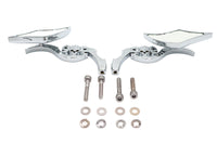 HARLEY Diamantförmiger Spiegel Set mit Billet Tri Skull Schäften Passend für alle Modelle von 1965 bis heute, für links und rechts
