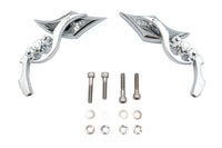 HARLEY Diamantförmiger Spiegel Set mit Billet Tri Skull Schäften Passend für alle Modelle von 1965 bis heute, für links und rechts