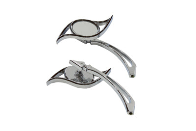 HARLEY Villain Mirror Set with Spear Stems Chrome fits 1965-UP All,