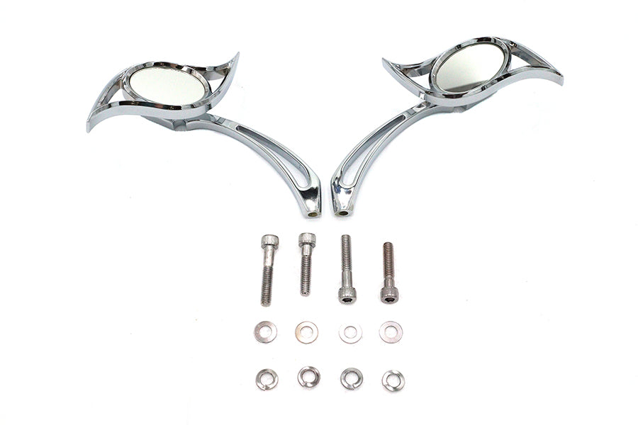 HARLEY Villain Spiegel-Set mit Speer-Stielen Chrom Passt 1965-UP Alle Modelle, für linke und rechte Seite a