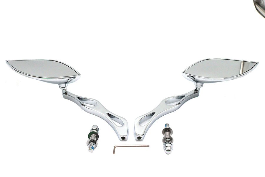 HARLEY Barock-Spiegel-Set mit Billet Teardrop Stems, passend für alle Modelle ab 1965, für links und rechts