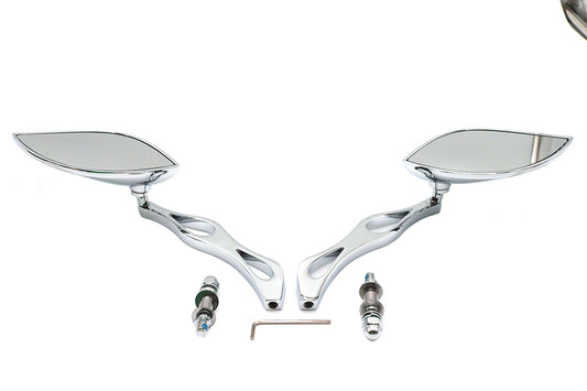 HARLEY Barock-Spiegel-Set mit Billet Teardrop Stems, passend für alle Modelle ab 1965, für links und rechts