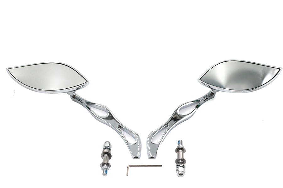 HARLEY Barock-Spiegel-Set mit Billet Teardrop Stems, passend für alle Modelle ab 1965, für links und rechts