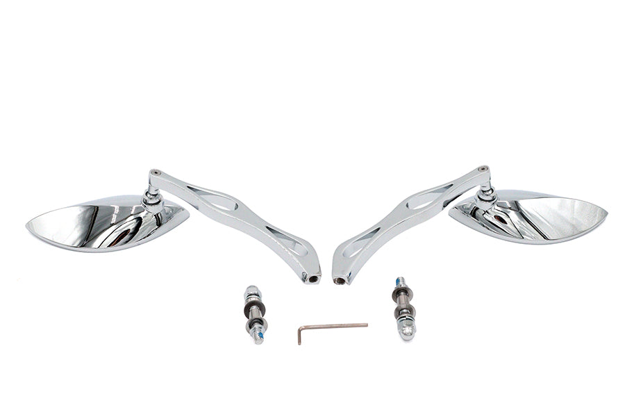 HARLEY Barock-Spiegel-Set mit Billet Teardrop Stems, passend für alle Modelle ab 1965, für links und rechts