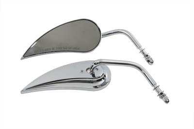 HARLEY Wyatt Gatling Teardrop-Spiegelset mit runden, gebogenen Stielen passend für alle Modelle ab 1965, links und
