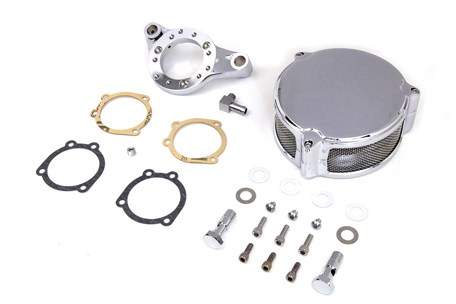 HARLEY Chrome Wyatt Gatling Luftfilterbaugruppe passend für XL ab Baujahr 1991, mit serienmäßigen Keihin-Vergasern