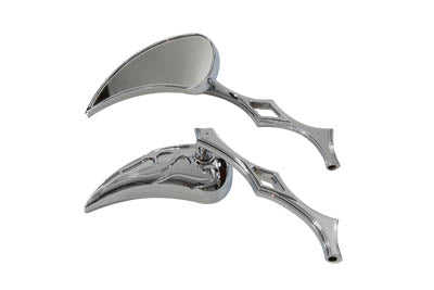 HARLEY Chrome Billet Teardrop Mirror Set Fits 1965-UP All, models for left and right side applicatio