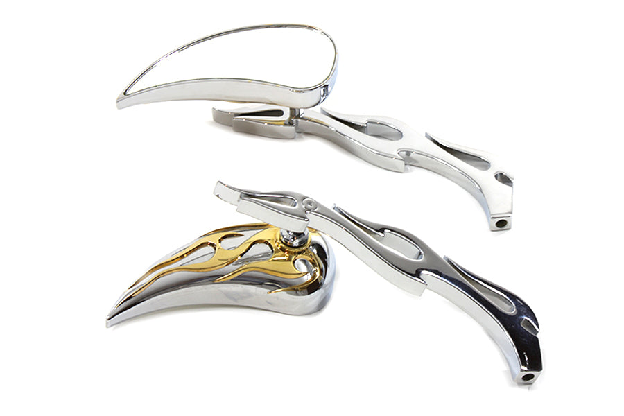 HARLEY Chrome Billet Teardrop Mirror Set Fits 1965-UP All, models for left and right side applicatio