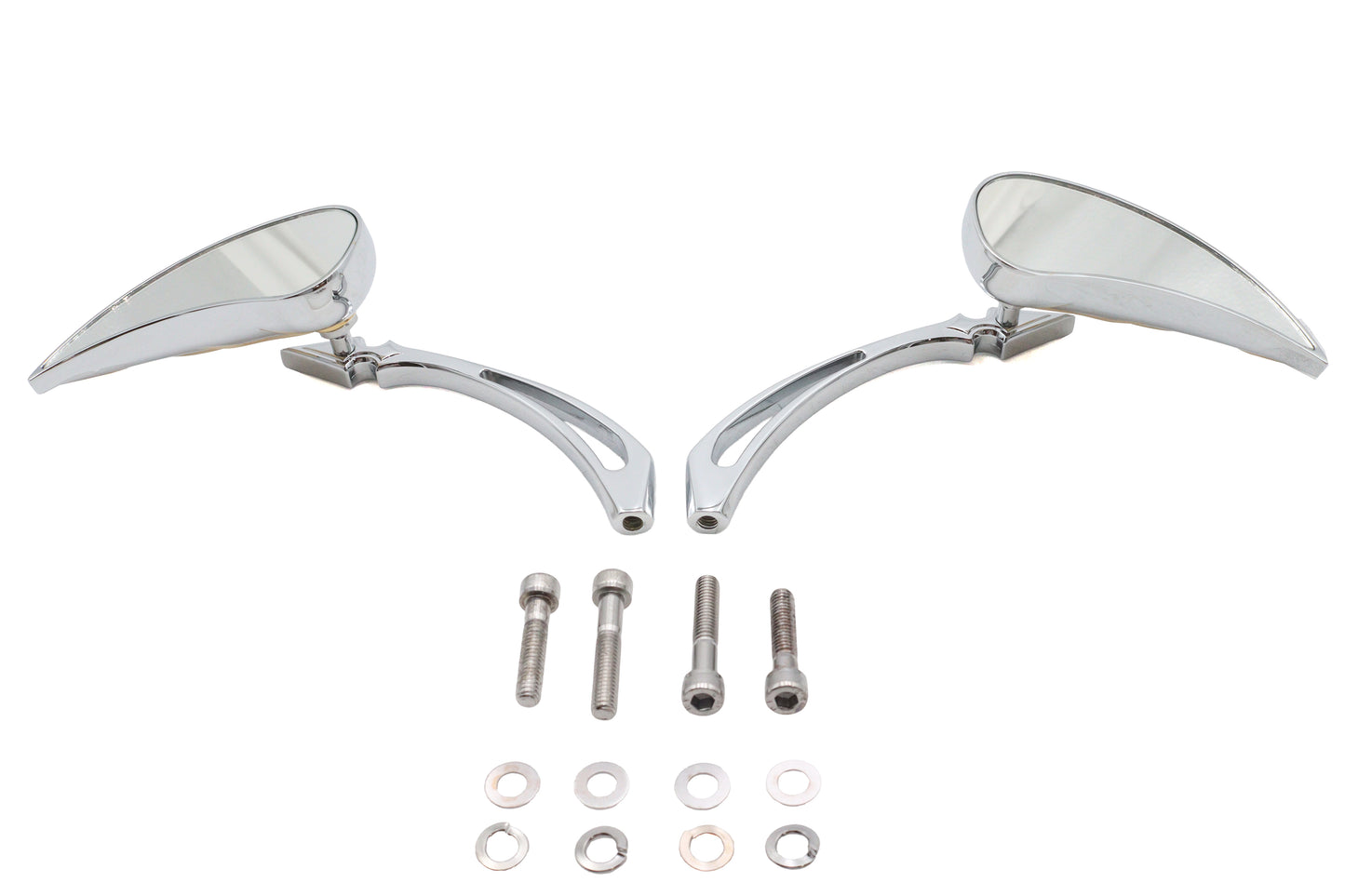 HARLEY Chrome Billet Teardrop Mirror Set Fits 1965-UP All, models for left and right side applicatio