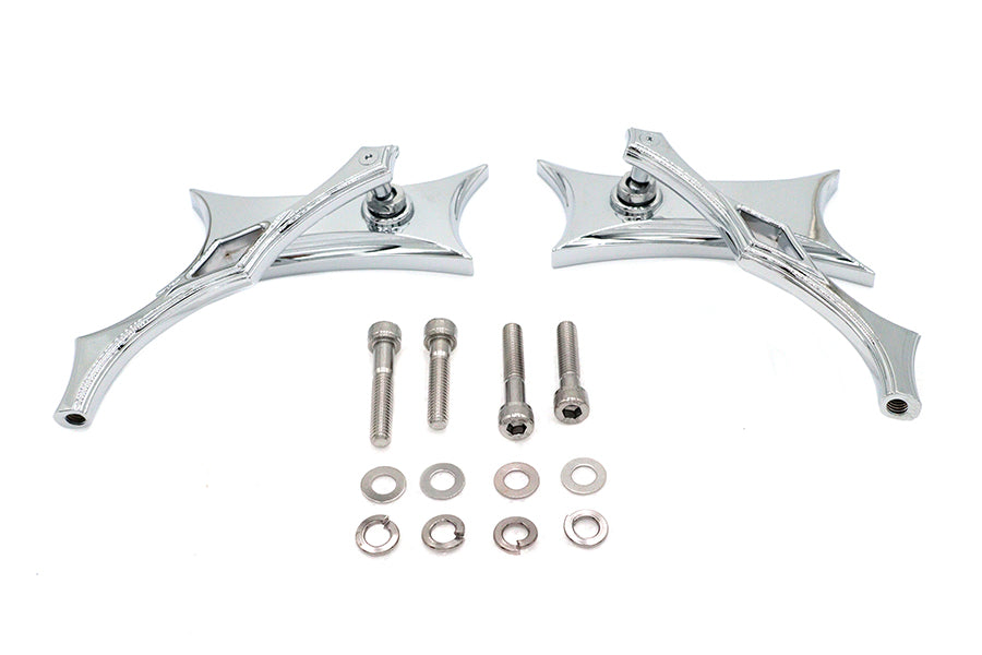 HARLEY Oblique Spiegel-Set Billet Chrom, passend für alle Modelle ab 1965, für links und rechts