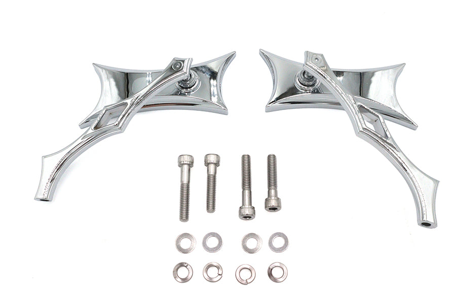 HARLEY Oblique Spiegel-Set Billet Chrom, passend für alle Modelle ab 1965, für links und rechts