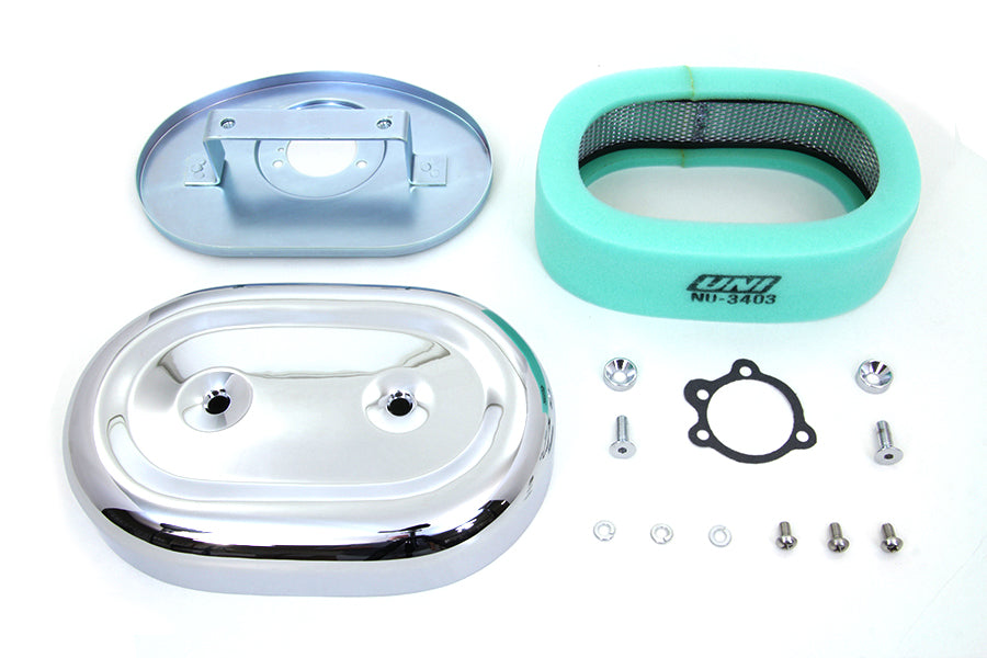 HARLEY Oval-Chrom-Luftfilterbaugruppe, passend für 1972–1984 FL, 1972–1984 FX, 1972–1987 XL,