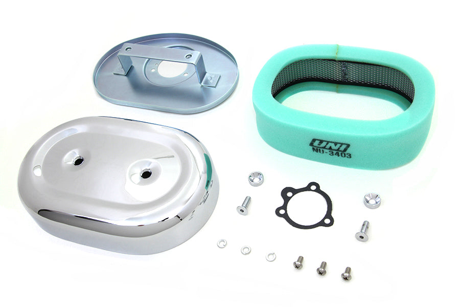 HARLEY Oval-Chrom-Luftfilterbaugruppe, passend für 1972–1984 FL, 1972–1984 FX, 1972–1987 XL,