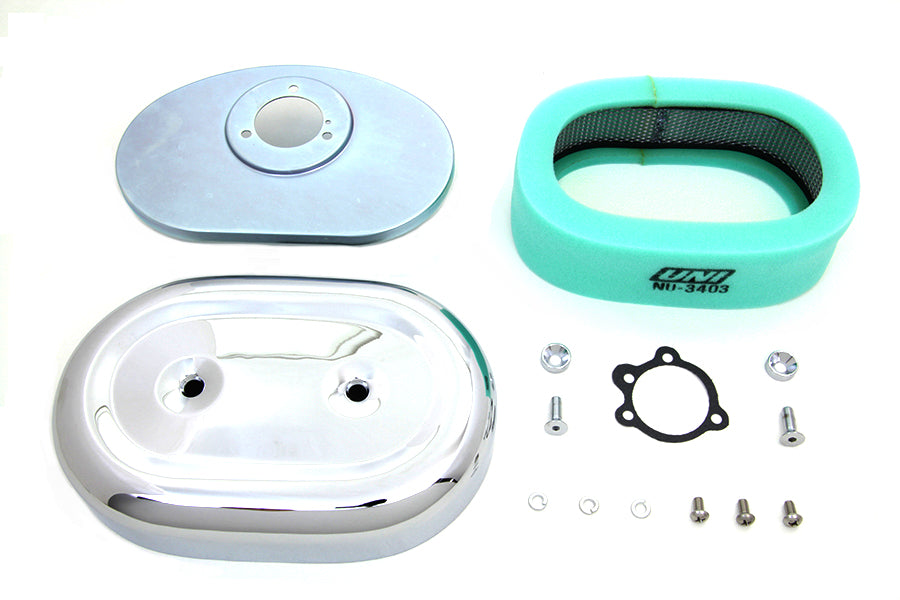 HARLEY Oval-Chrom-Luftfilterbaugruppe, passend für 1972–1984 FL, 1972–1984 FX, 1972–1987 XL,