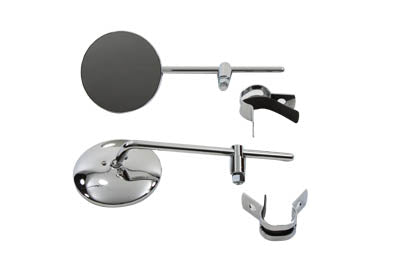 HARLEY Round Mirror Set Chrome fits 0-  Custom, application to clamp onto left and right side