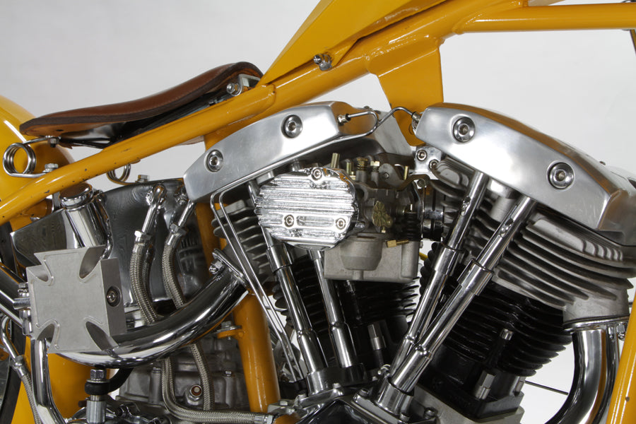 HARLEY Wyatt Gatling Chrom Vergaserabdeckung mit Rippen passend für 1975–1987 FL, 1980–1987 FX, 1971–1987 X
