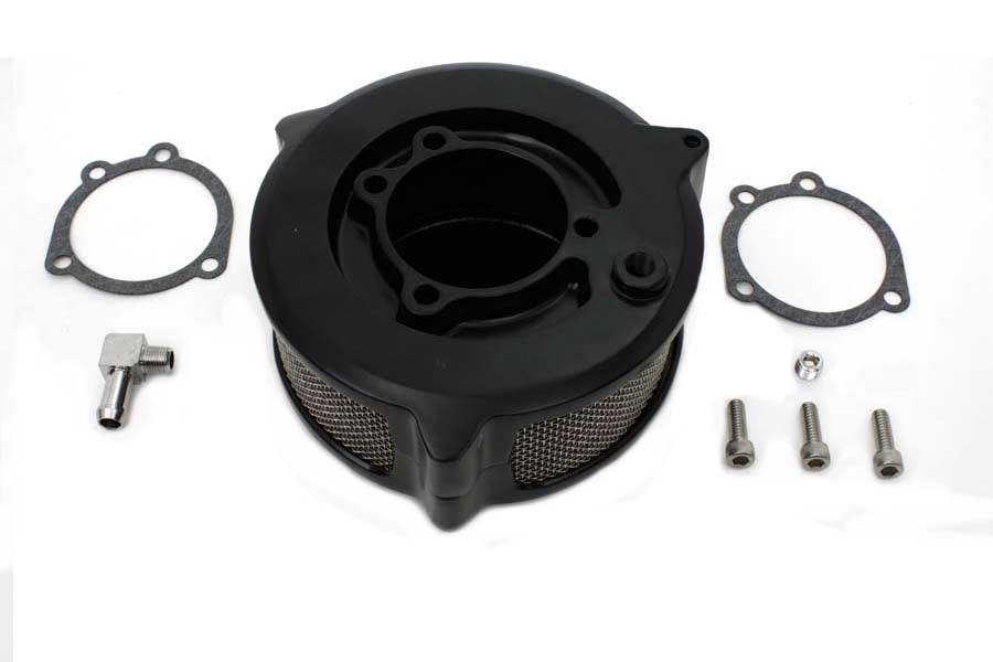 HARLEY Wyatt Gatling Black New Era Smooth Air Cleaner fits 1990-2015 FXST,  1990-1994 FXR,  1990-2007 FLT,  1988-2006 XL,  1990-2015 FLST,  1991-2017 FXD,