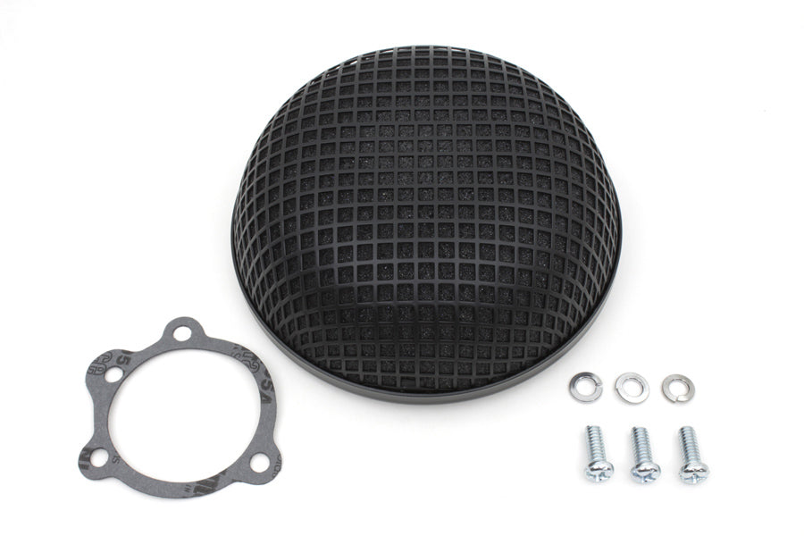 HARLEY Wyatt Gatling Black Round Mesh Air Cleaner fits 1972-1984 FL,  1972-1984 FX,  1984-1989 FXST,  1972-1987 XL,  1982-1989 FXR,  1982-1989 FXR,  1979-1989 FLT,  1979-1989 FLT,