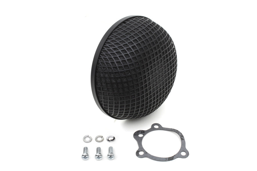 HARLEY Wyatt Gatling Black Round Mesh Air Cleaner fits 1972-1984 FL,  1972-1984 FX,  1984-1989 FXST,  1972-1987 XL,  1982-1989 FXR,  1982-1989 FXR,  1979-1989 FLT,  1979-1989 FLT,