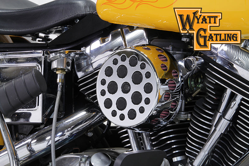 HARLEY Chrom Wyatt Gatling Luftfilter-Baugruppe passend für 1993-2015 FXST, 1993-2015 FLST, 1993-2017
