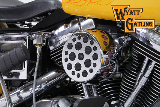 HARLEY Chrom Wyatt Gatling Luftfilter-Baugruppe passend für 1993-2015 FXST, 1993-2015 FLST, 1993-2017