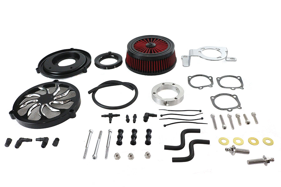 HARLEY Extreme Billet Luftfilter-Kit Torque Style Schwarz Passend für 1999-2017 FXD, 1999-2007 FLT, 1999