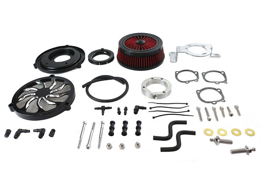 HARLEY Extreme Billet Luftfilter-Kit Torque Style Schwarz Passend für 1999-2017 FXD, 1999-2007 FLT, 1999