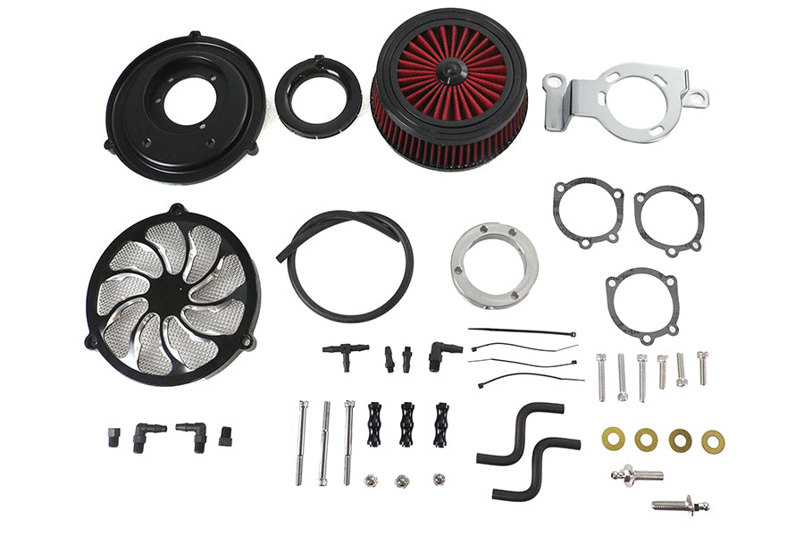HARLEY Extreme Billet Luftfilter-Kit Torque Style Schwarz Passend für 1999-2017 FXD, 1999-2007 FLT, 1999