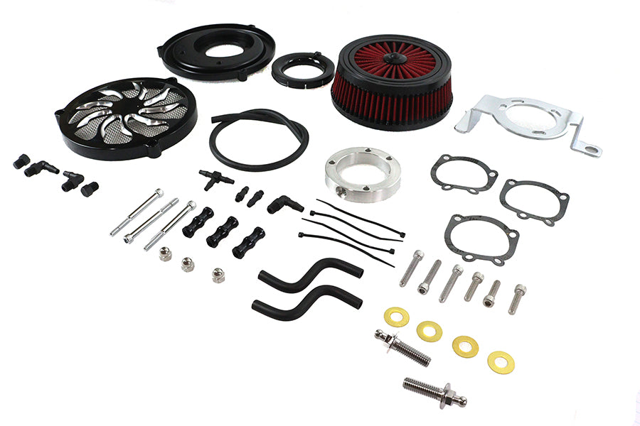 HARLEY Extreme Billet Luftfilter-Kit Torque Style Schwarz Passend für 1999-2017 FXD, 1999-2007 FLT, 1999