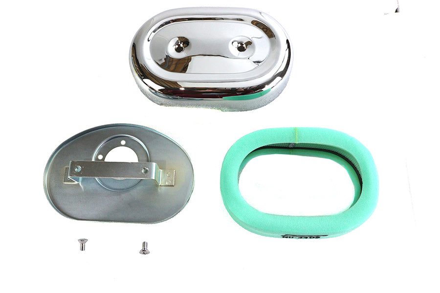 HARLEY Ovaler Luftfilter Chrom Passend für 0-  Custom, Anwendung für S&S und OKO 1-7/8 Shorty Ca