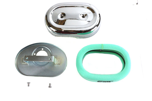 HARLEY Oval Air Cleaner Assembly Chrome Fits 0-  Custom, application for S&S and OKO 1-7/8 Shorty Ca