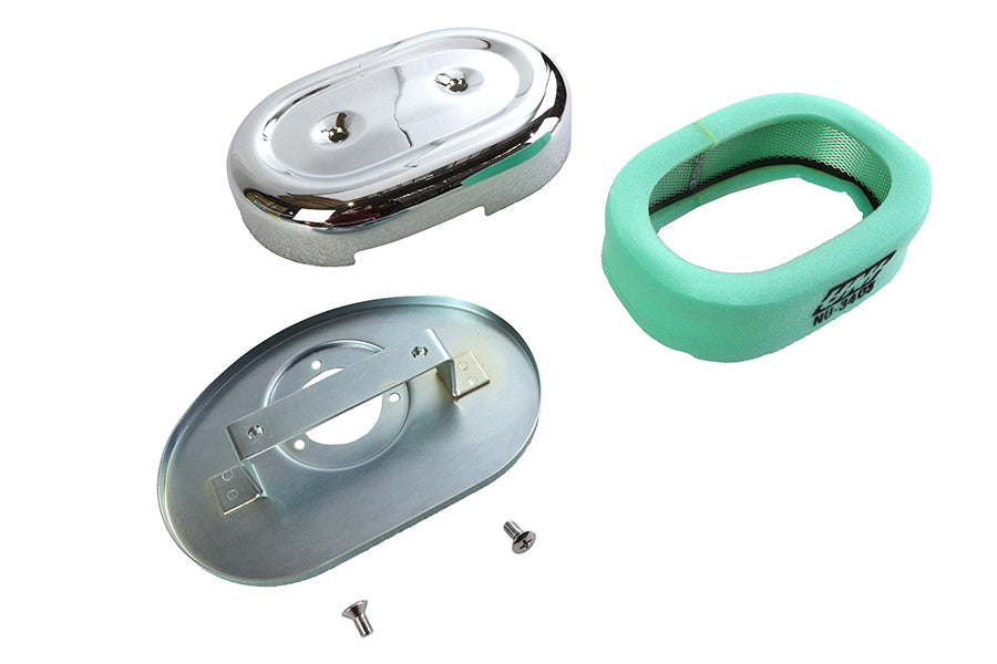 HARLEY Ovaler Luftfilter Chrom Passend für 0-  Custom, Anwendung für S&S und OKO 1-7/8 Shorty Ca