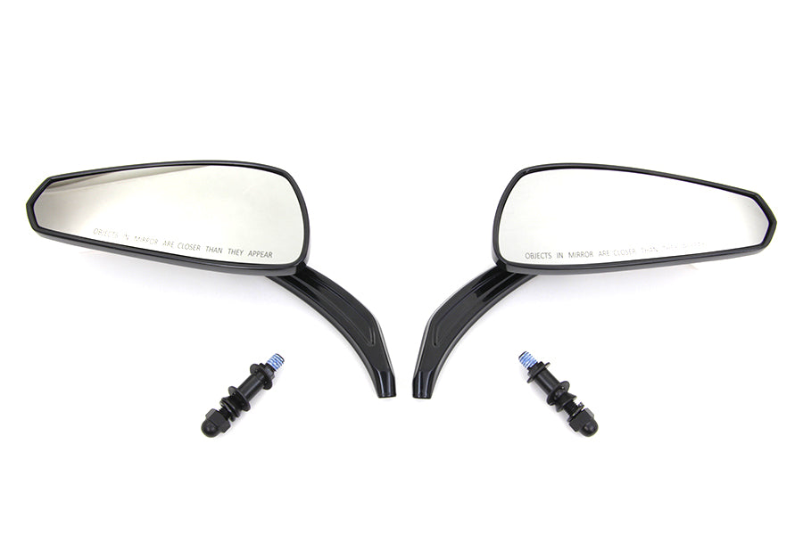 HARLEY Glanzschwarz Tribal Teardrop Spiegel mit Billet-Stielen Passend für 1982-UP Alle Modelle, links und r