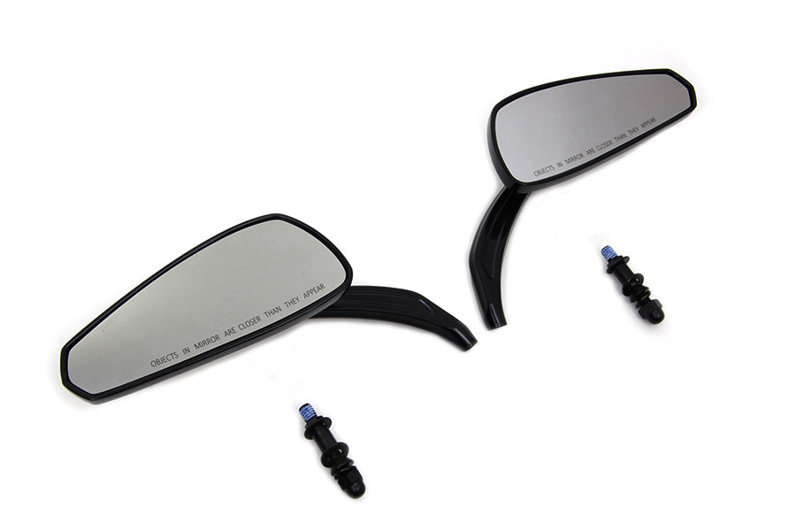 HARLEY Glanzschwarz Tribal Teardrop Spiegel mit Billet-Stielen Passend für 1982-UP Alle Modelle, links und r