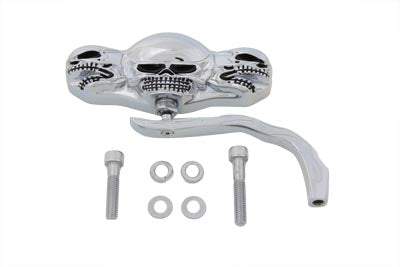 HARLEY 3 Skull Mirror with Billet Worm Stem Fits 1965-UP All, models for left or right side applicat