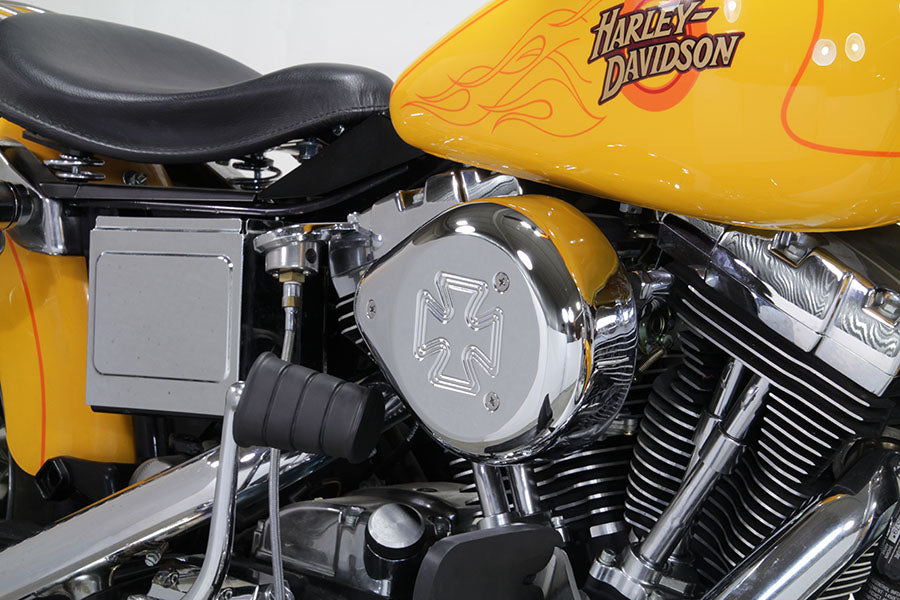HARLEY Chrome Wyatt Gatling Luftfilter-Baugruppe passend für 1993-2007 FXST, 1993-2007 FXD,