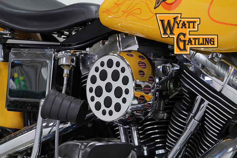 HARLEY Chrom Wyatt Gatling Luftfilter-Baugruppe passend für 1993-2007 FXST, 1993-2007 FXD,