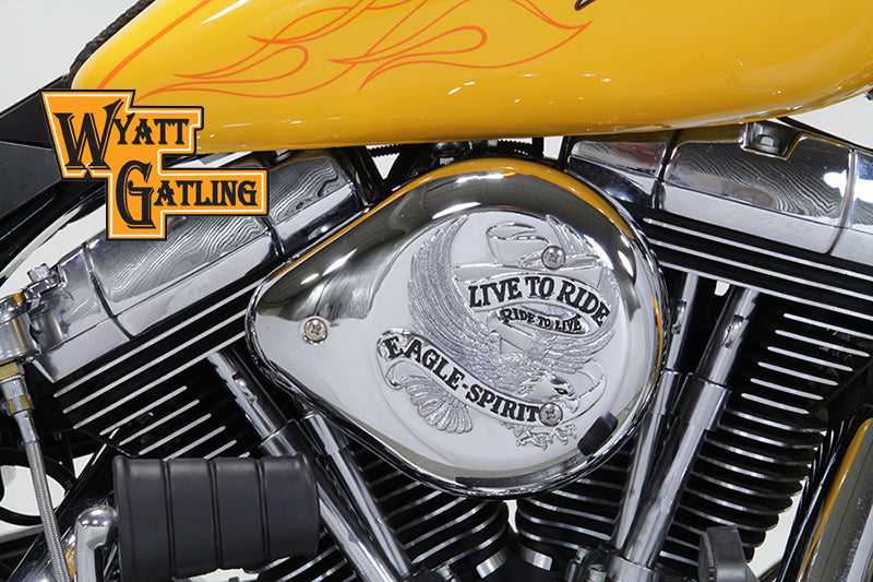 HARLEY Verchromter Wyatt Gatling Luftfiltergehäuse passend für 1993-2007 FXST, 1993-2007 FXD,