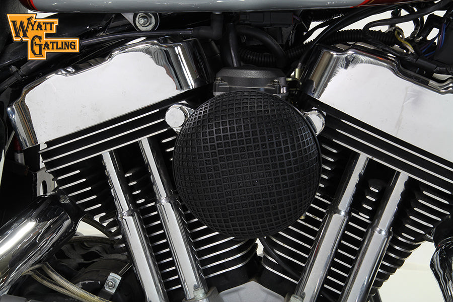 HARLEY Black Wyatt Gatling Luftfilterbaugruppe Passend für 1991-UP XL, 1972-1984 FL, 1972-1984 FX, 1