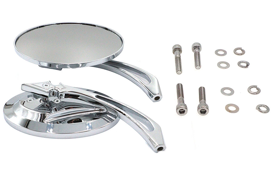HARLEY Ovaler Spiegel-Set mit Billet-Speer-Stiel Passend für 1965-UP alle Modelle, für linke und rechte Seite geeignet