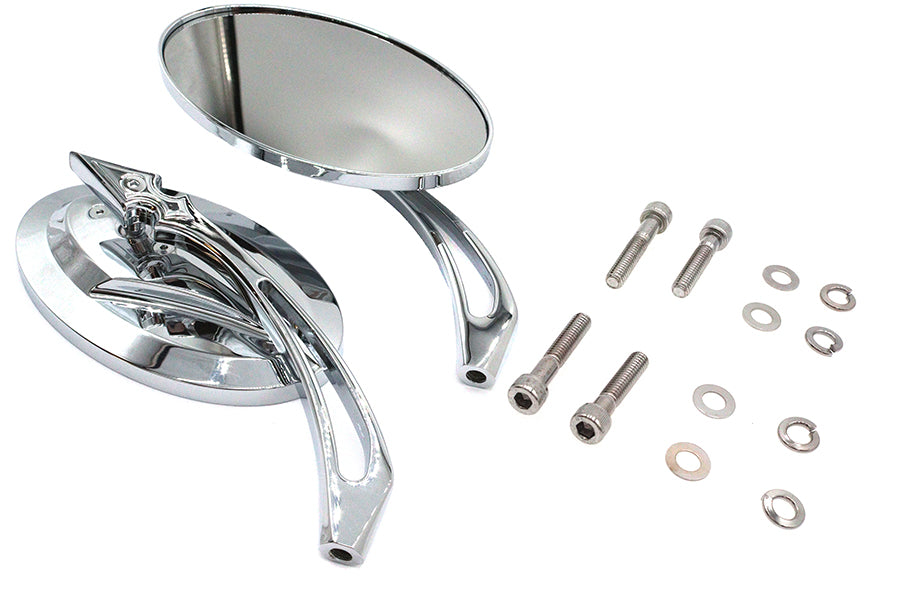 HARLEY Ovaler Spiegel-Set mit Billet-Speer-Stiel Passend für 1965-UP alle Modelle, für linke und rechte Seite geeignet