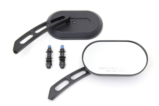 HARLEY Oblong Spiegelsatz Schwarz Billet passend für alle Modelle ab 1965, zur Verwendung links und rechts