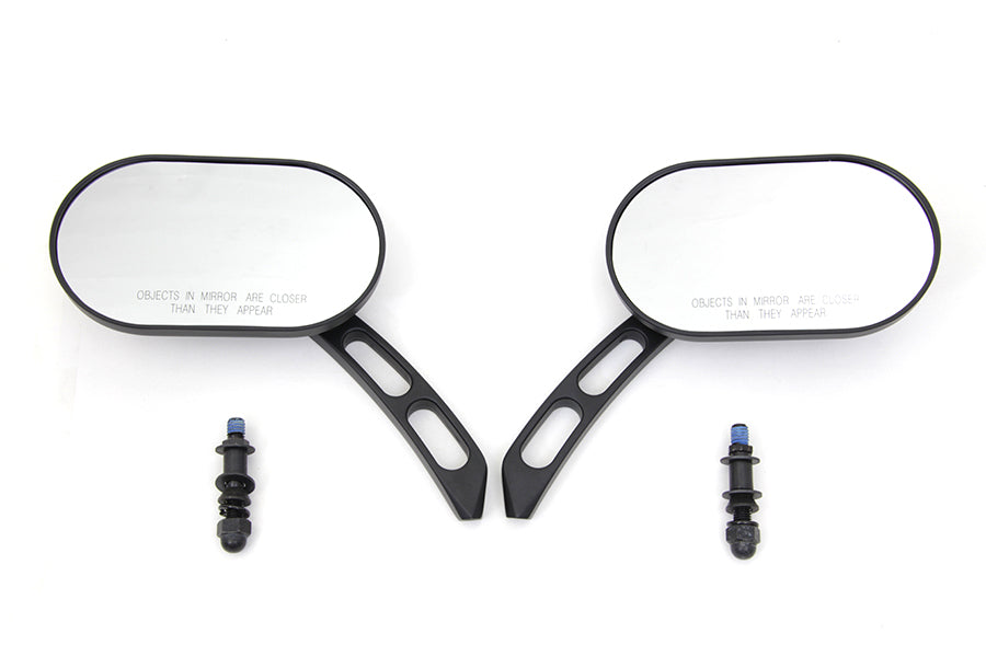 HARLEY Oblong Spiegelsatz Schwarz Billet passend für alle Modelle ab 1965, zur Verwendung links und rechts