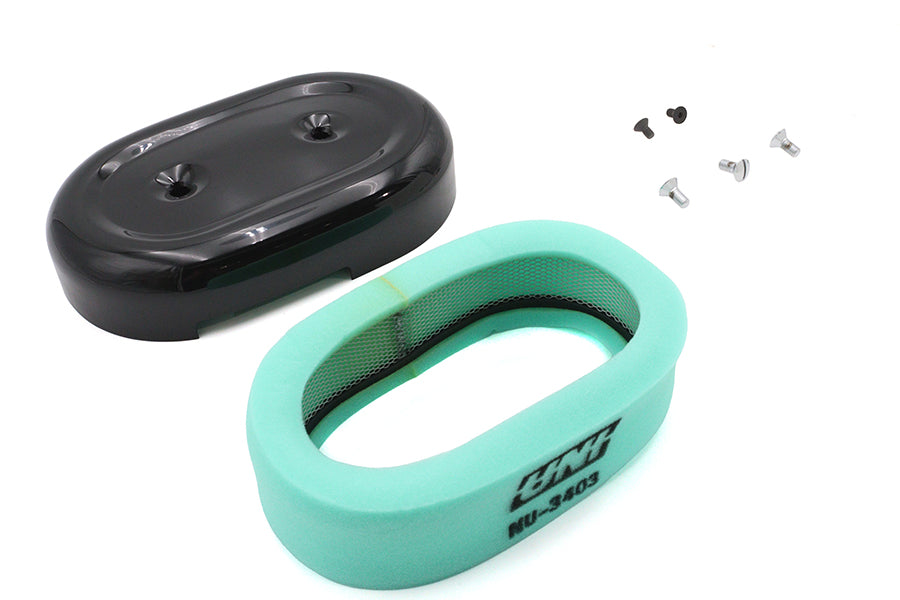HARLEY M8 Oval Luftfilterabdeckung Kit Schwarz Passend für 2018-UP FLST, 2018-UP FXST,