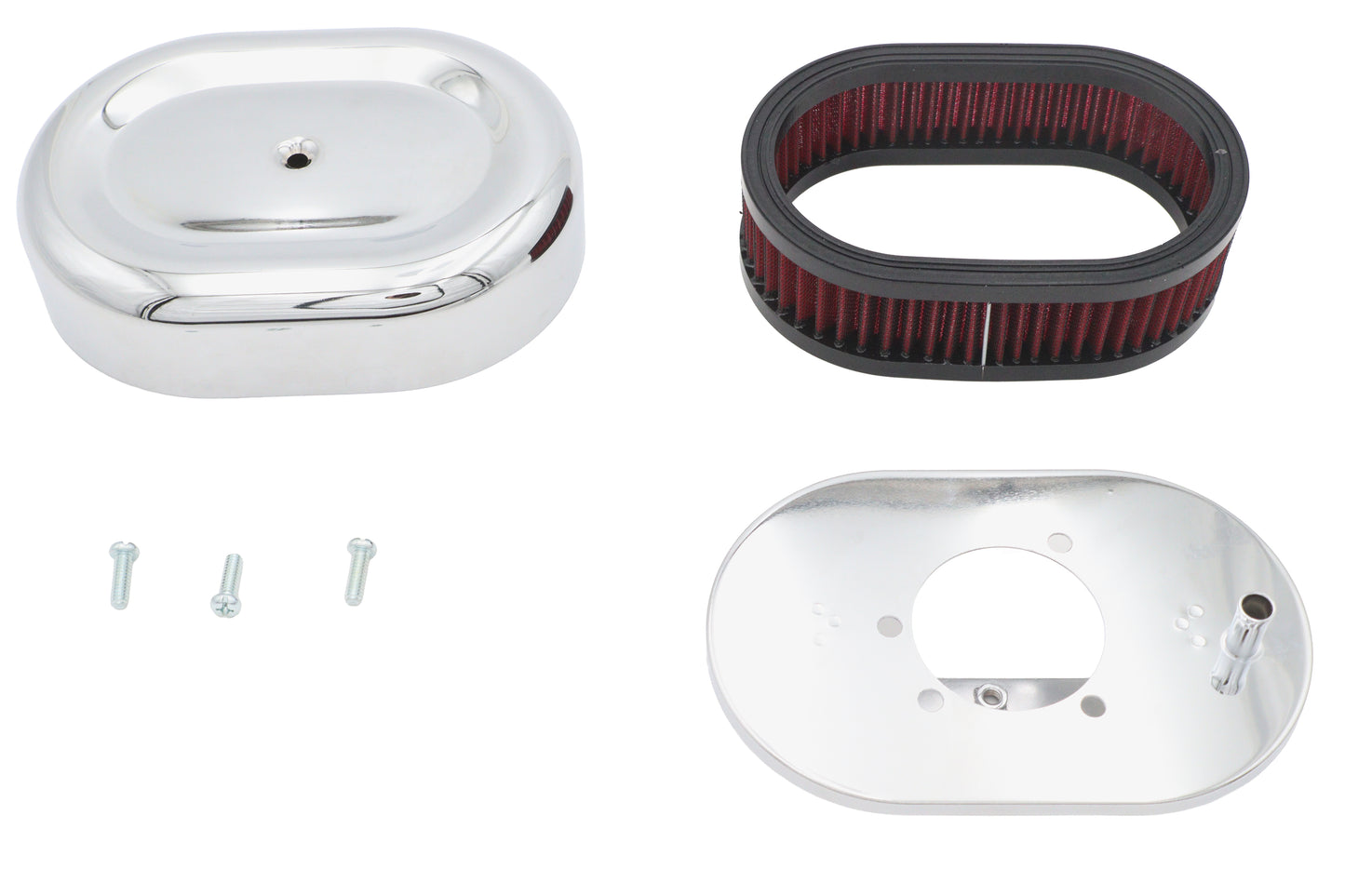 HARLEY Mini Oval Luftfilter-Kit Chrom für CV Vergaser passend für 1988-2007 XL, 1993-2007 FX,