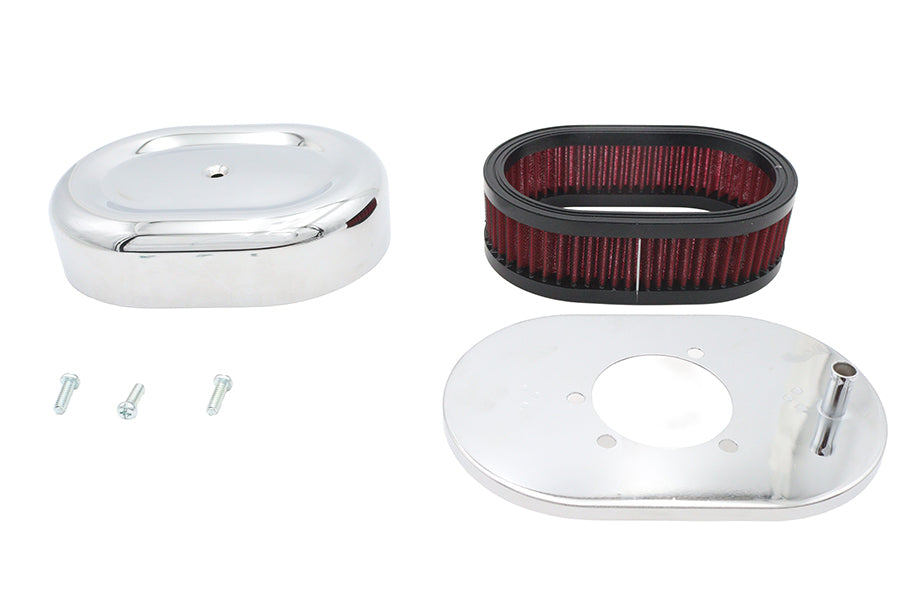 HARLEY Mini Oval Luftfilter-Kit Chrom für CV Vergaser passend für 1988-2007 XL, 1993-2007 FX,