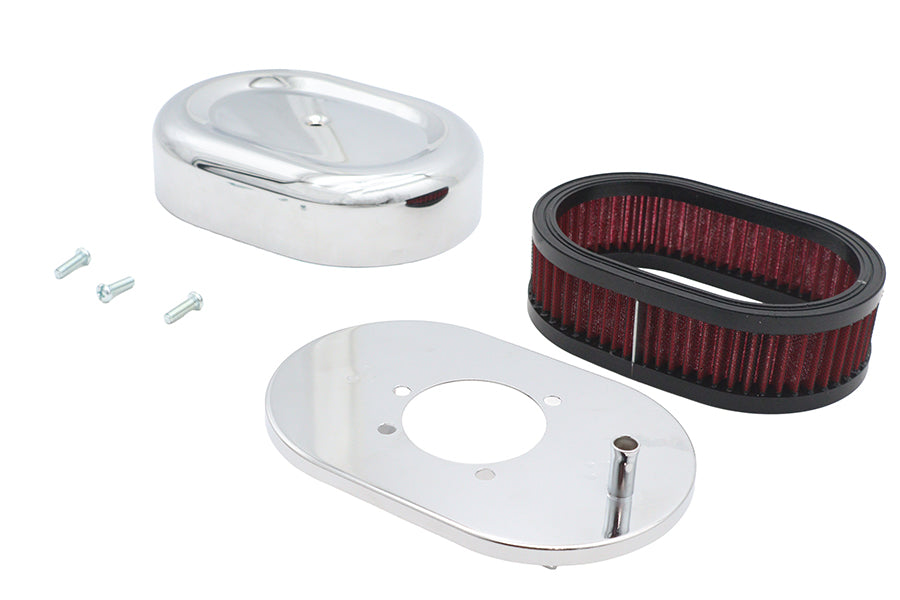 HARLEY Mini Oval Luftfilter-Kit Chrom für CV Vergaser passend für 1988-2007 XL, 1993-2007 FX,