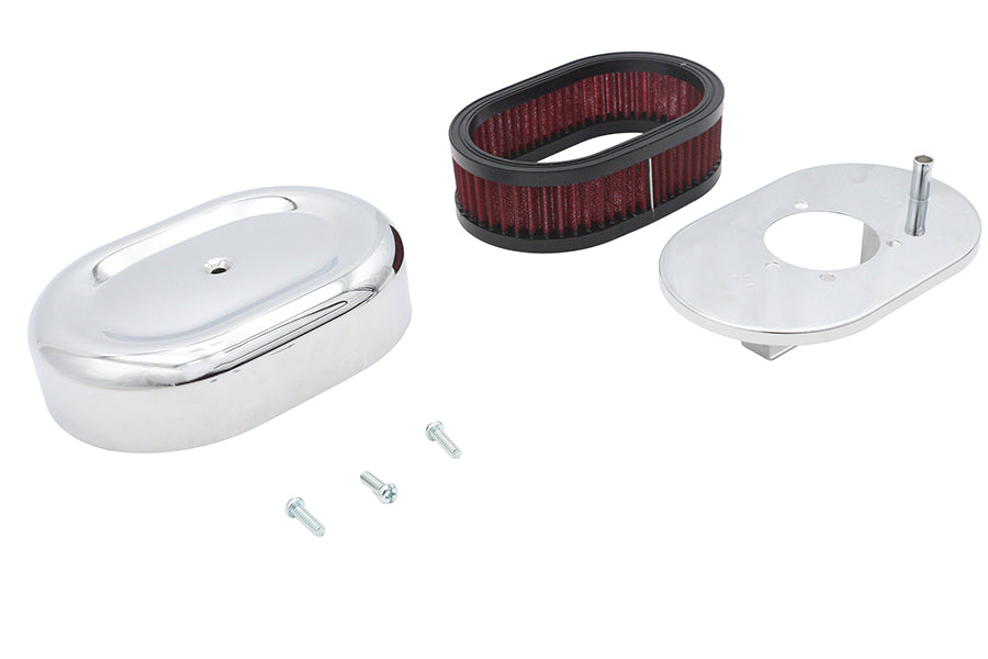 HARLEY Mini Oval Luftfilter-Kit Chrom für CV Vergaser passend für 1988-2007 XL, 1993-2007 FX,