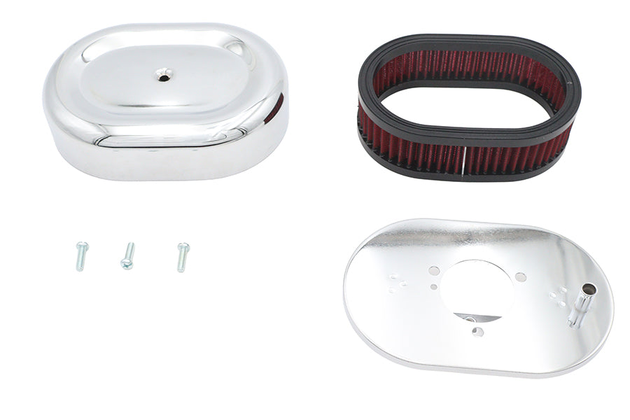 HARLEY Mini Oval Luftfilter-Kit Chrom für Bendix Vergaser Passend für 1971-1992 FL,   1971-1992 FL,