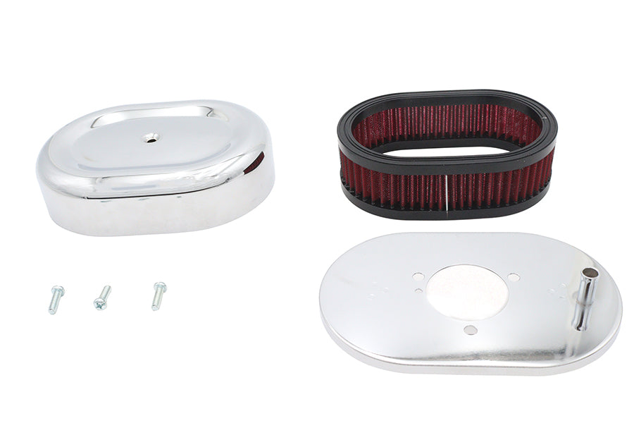 HARLEY Mini Oval Luftfilter-Kit Chrom für Bendix Vergaser Passend für 1971-1992 FL,   1971-1992 FL,